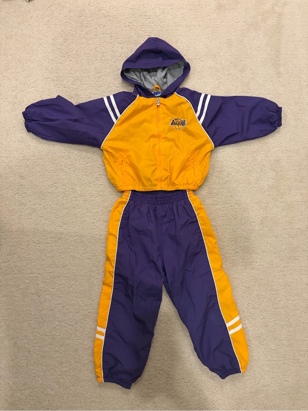Vintage 90s Los Angeles Lakers Tracksuit Set Toddler 4T Windbreaker & Pants NBA